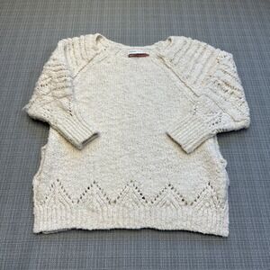 PILCRO Anthro Cream‎ Knit Sweater Small Textured Stitch Boho Cozy Soft *